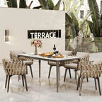 63 Unique Rectangular Dining Room Table with Sintered Stone Tempered Glass Top