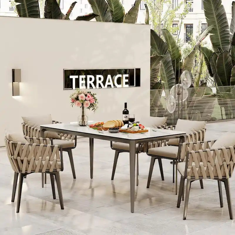 63 Unique Rectangular Dining Room Table with Sintered Stone Tempered Glass Top