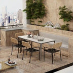 63 Unique Rectangular Dining Room Table with Sintered Stone Tempered Glass Top