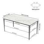 63 Unique Rectangular Dining Room Table with Sintered Stone Tempered Glass Top