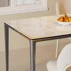 63 Unique Rectangular Dining Room Table with Sintered Stone Tempered Glass Top