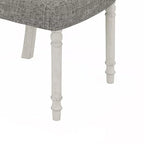 Set di 2 sedie da pranzo Sane da 19 pollici, schienale a lira, legno bianco, lino grigio