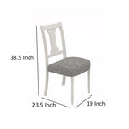 Set di 2 sedie da pranzo Sane da 19 pollici, schienale a lira, legno bianco, lino grigio