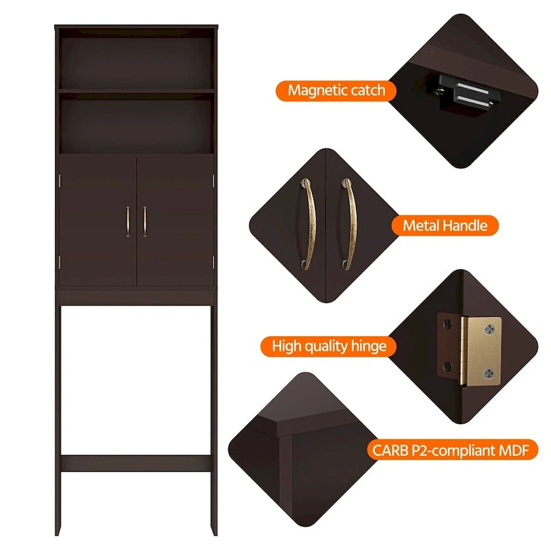 Yaheetech 2-Shelf Bathroom Organizer Over The Toilet,Double Doors