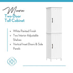 RiverRidge Monroe Tall Bathroom Storage Linen Cabinet and Organizer with Doors and Adjustable Shelves - White
