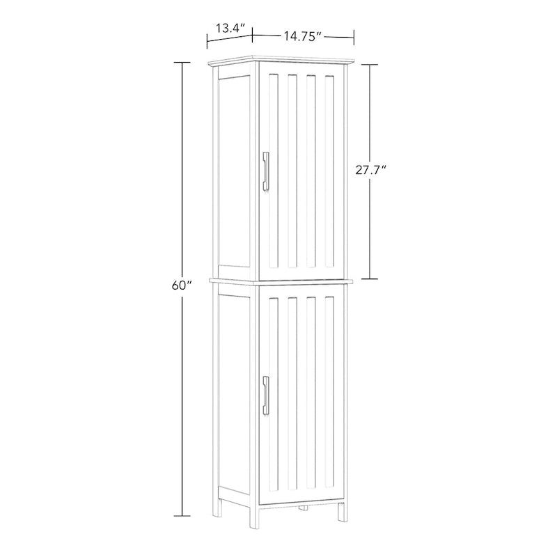 RiverRidge Monroe Tall Bathroom Storage Linen Cabinet and Organizer with Doors and Adjustable Shelves - White