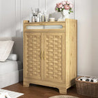 Modern Cabinet with Drawer and Adjustable Shelf, Barn Door Storage Cabinet for Kitchen, Dining Room, Bathroom, Entryway