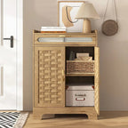 Modern Cabinet with Drawer and Adjustable Shelf, Barn Door Storage Cabinet for Kitchen, Dining Room, Bathroom, Entryway