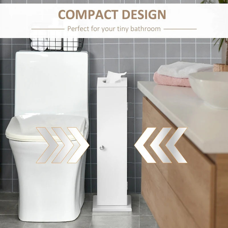 Bathroom Toilet Paper Cabinet, Corner Floor Cabinet with Doors and Shelves
