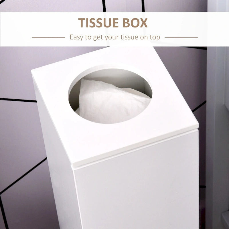 Bathroom Toilet Paper Cabinet, Corner Floor Cabinet with Doors and Shelves