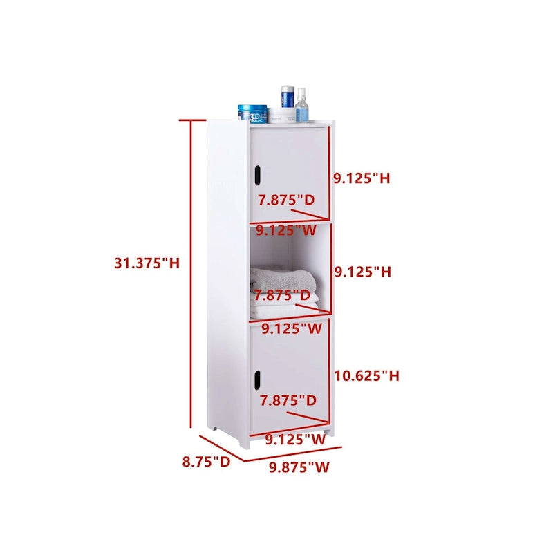 Mobiletto da bagno con ante e ripiano aperto, colore bianco