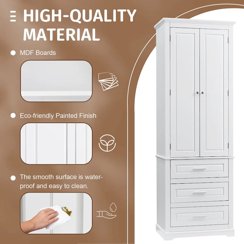 Tall Storage Cabinet with Drawers for Bathroom/Office