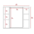 Medicine Cabinet Hops, Double Door, Mirror, One External Shelf, Black Wengue Finish