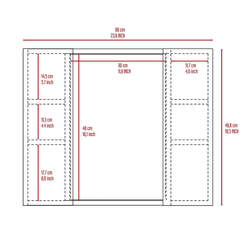 Medicine Cabinet Hops, Double Door, Mirror, One External Shelf, Black Wengue Finish