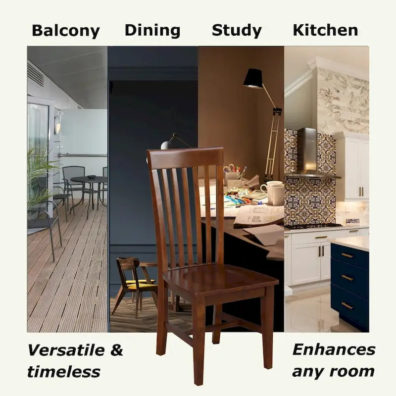 International Concepts Cosmo Tall Mission Chairs in Legno Massello, Set da 2