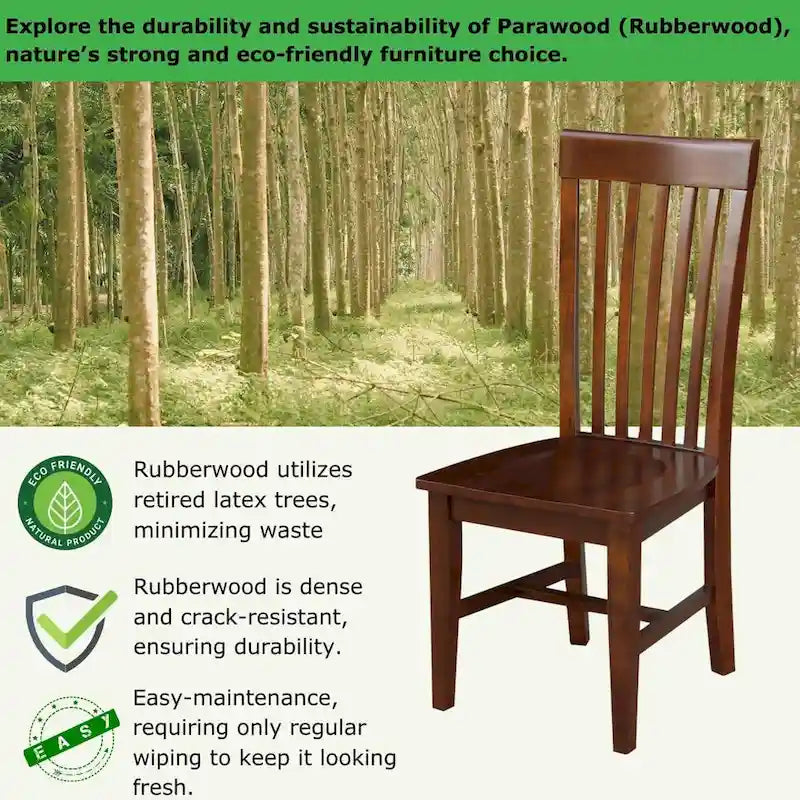 International Concepts Cosmo Tall Mission Chairs in Legno Massello, Set da 2