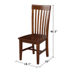 International Concepts Cosmo Tall Mission Chairs in Legno Massello, Set da 2