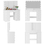 3-Mirror Vanity Table Stylish 9-Drawer Makeup Organizer Dressing Desk