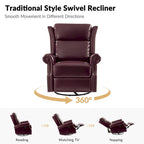 Poltrona reclinabile girevole manuale Viviana Traditional in vera pelle di HULALA HOME
