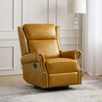 Poltrona reclinabile girevole manuale Viviana Traditional in vera pelle di HULALA HOME