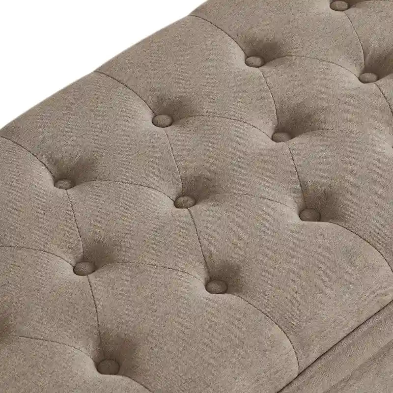 Upholstered tufted button storage bench