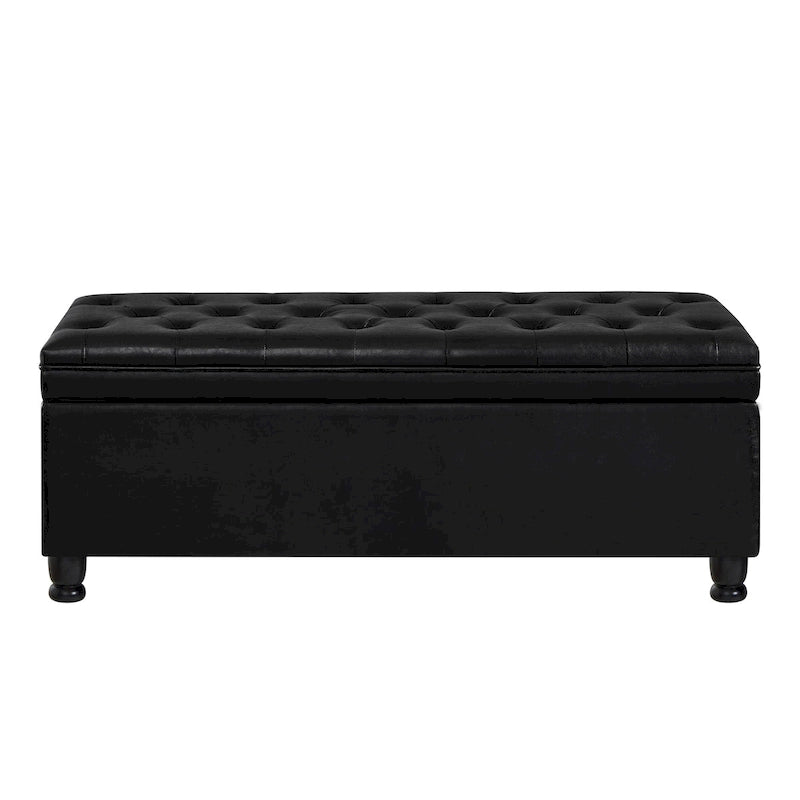 Upholstered tufted button storage bench