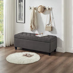 Upholstered tufted button storage bench