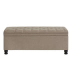 Upholstered tufted button storage bench