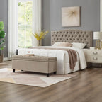 Upholstered tufted button storage bench