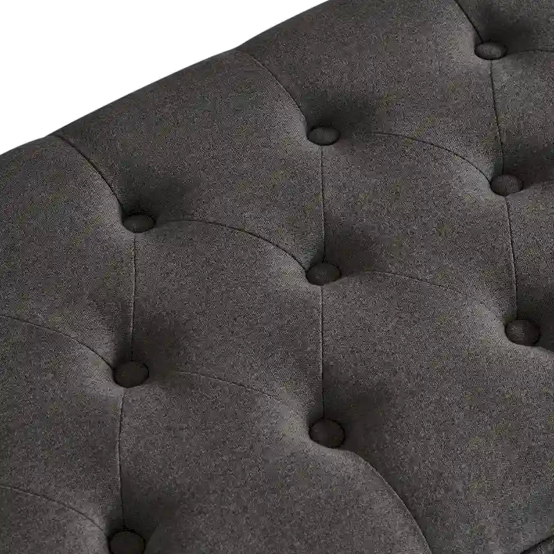 Upholstered tufted button storage bench