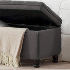 Upholstered tufted button storage bench