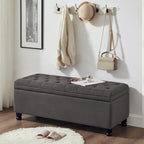 Upholstered tufted button storage bench