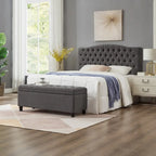 Upholstered tufted button storage bench