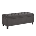Upholstered tufted button storage bench