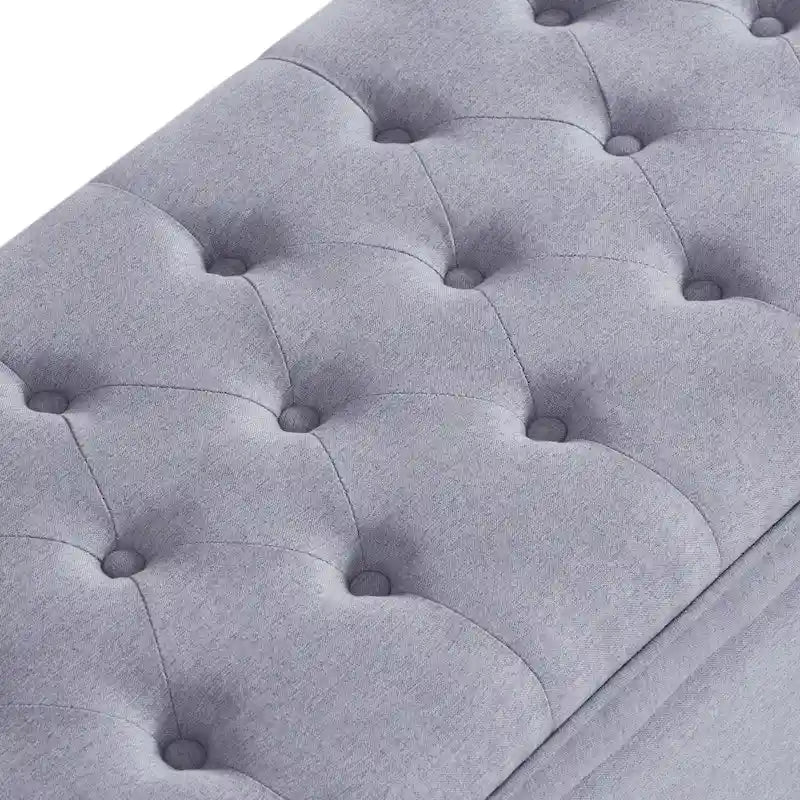 Upholstered tufted button storage bench