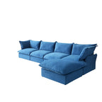 Modular Sectional Sofa Couch, 162.98 Velvet L-Shape Sofa with Ottoman