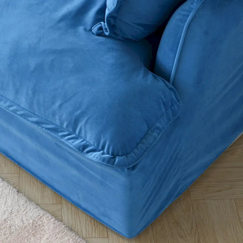 Modular Sectional Sofa Couch, 162.98 Velvet L-Shape Sofa with Ottoman