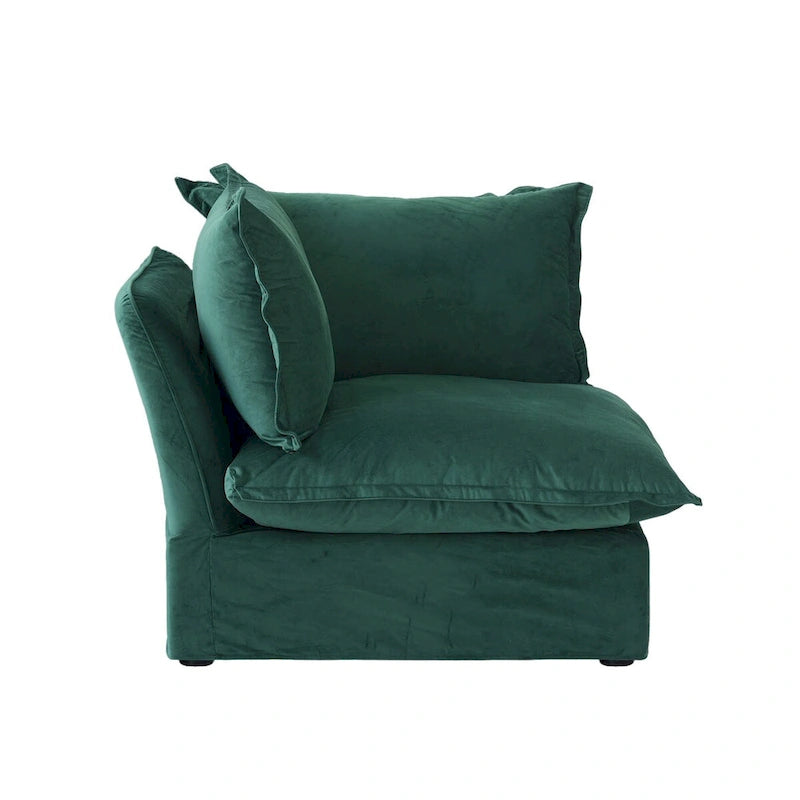 Modular Sectional Sofa Couch, 162.98 Velvet L-Shape Sofa with Ottoman