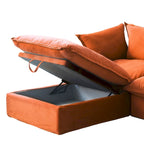 Modular Sectional Sofa Couch, 162.98 Velvet L-Shape Sofa with Ottoman