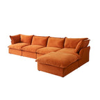 Modular Sectional Sofa Couch, 162.98 Velvet L-Shape Sofa with Ottoman