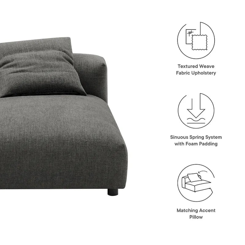 Chaise Longue Modulare Senza Braccioli in Tessuto Imbottito Solace