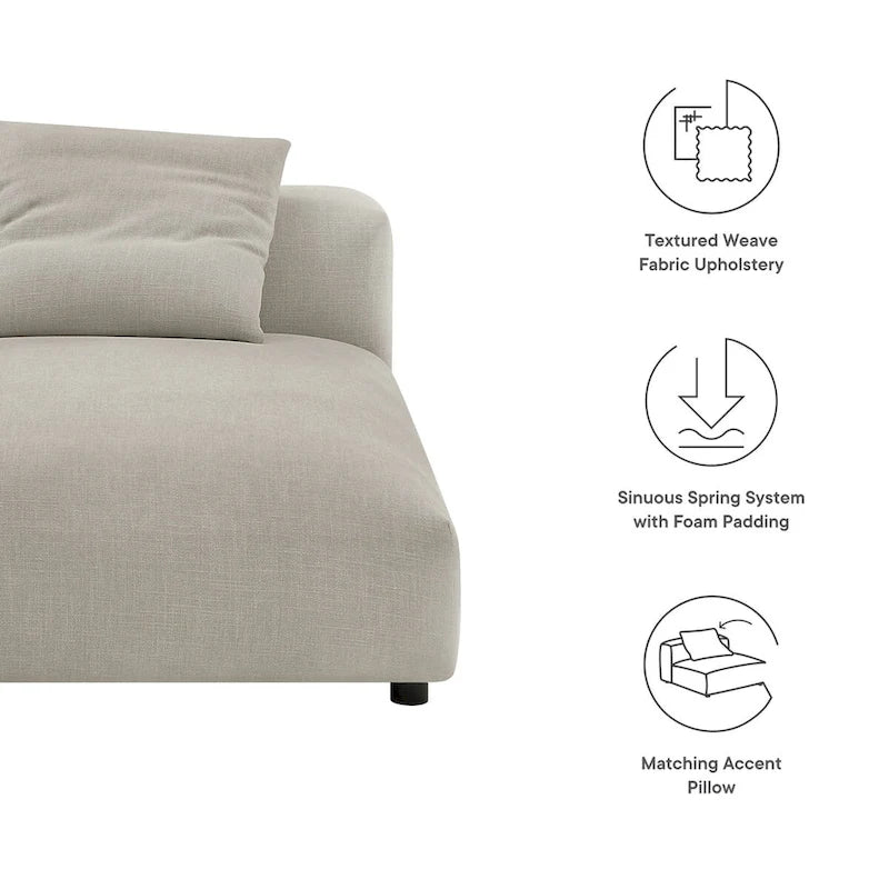 Chaise Longue Modulare Senza Braccioli in Tessuto Imbottito Solace