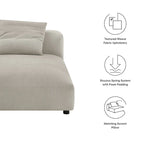 Chaise Longue Modulare Senza Braccioli in Tessuto Imbottito Solace