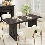 Moasis Rustic Style Wood Dinner Table 70.8 Large Farmhouse Kitchen Dining Room Table for 6 to 8 People