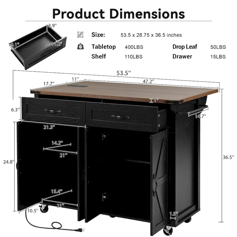Rolling Kitchen Cart on Wheels