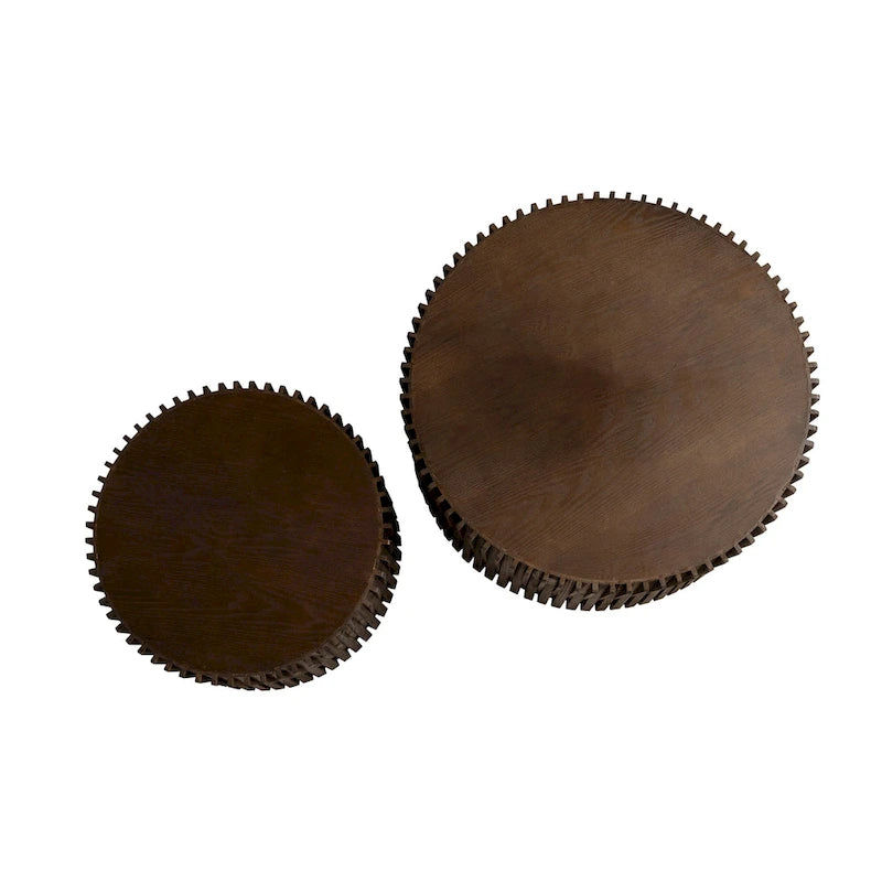 Nesting Coffee Table Set with Vertical Textured Embossed Design (Set of 2)