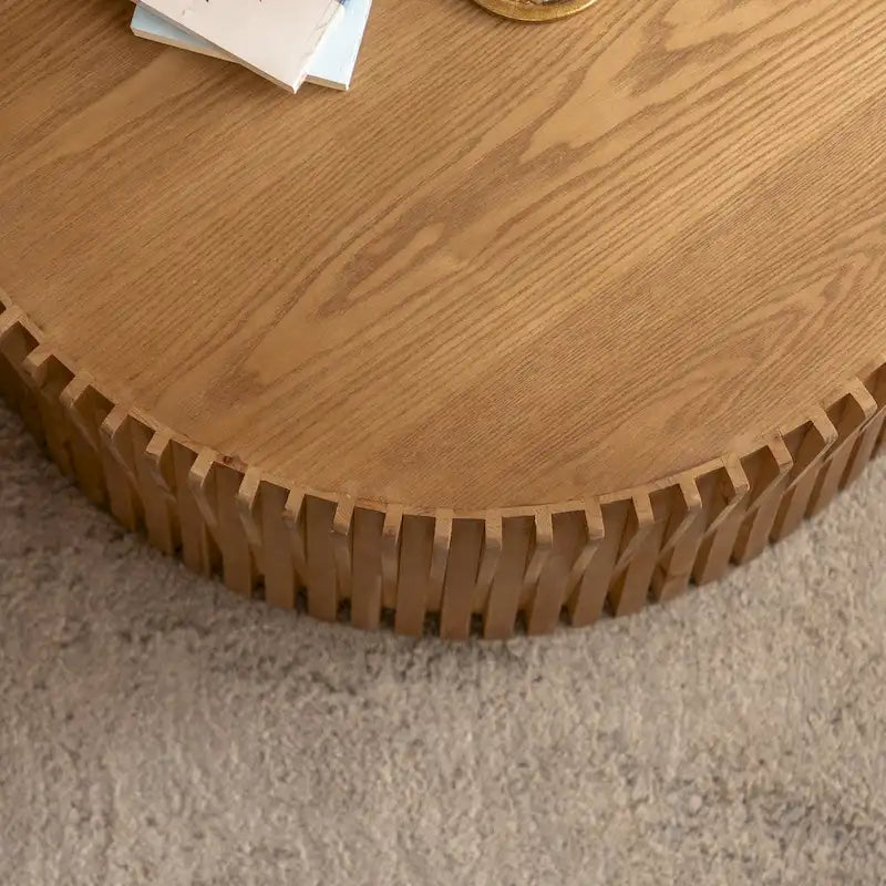Nesting Coffee Table Set with Vertical Textured Embossed Design (Set of 2)