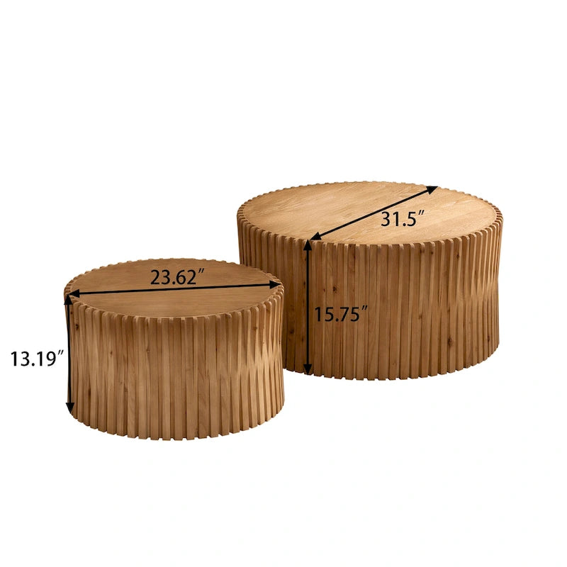 Nesting Coffee Table Set with Vertical Textured Embossed Design (Set of 2)