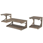 Unique Solid Wood Coffee Table with Storage Shelf