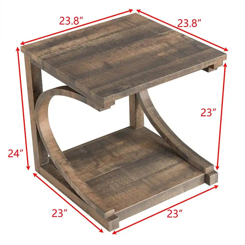 Unique Solid Wood Coffee Table with Storage Shelf